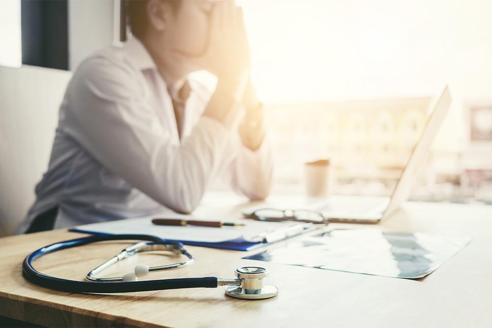 An image of a medical student at a computer